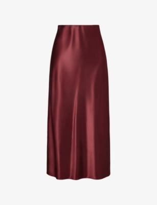 Aubree High-Waist Satin Midi Skirt by MALINA