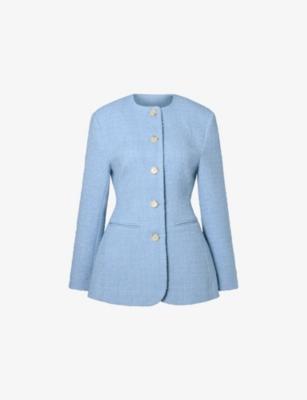 Carol Fitted Round-Neck Wool-Blend Blazer by MALINA