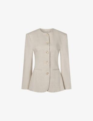 Carol Round-Neck Linen Blazer by MALINA