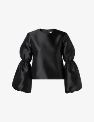 Cia Puff-Sleeve Satin Blouse by MALINA
