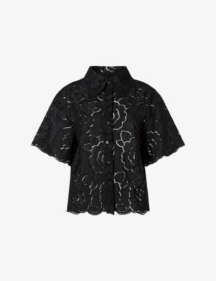 Claudia Short-Sleeve Lace Cotton-Blend Shirt by MALINA