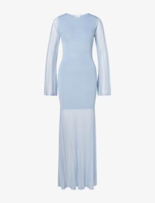 Haisley Round-Neck Long-Sleeve Knitted Maxi Dress by MALINA