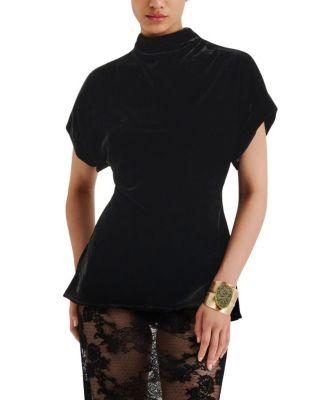 Otilia Draped Half Polo Velvet Top by MALINA
