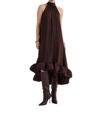 Sabrina Halterneck Ruffled Midi Dress by MALINA