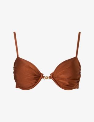 Tovere Draped Stretch-Woven Bikini Top by MALINA