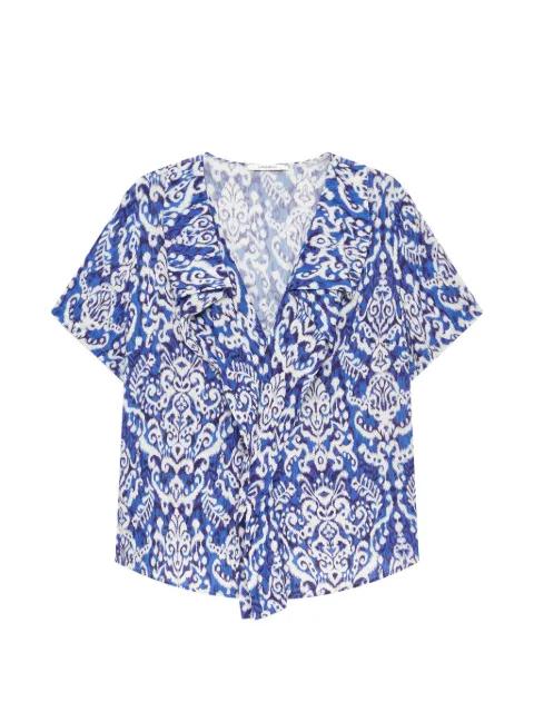 Dreamscape Ikat-print ruffled top by MALIPARMI