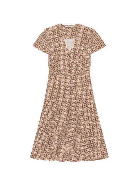 Mouliné short-sleeve geometric dress by MALIPARMI