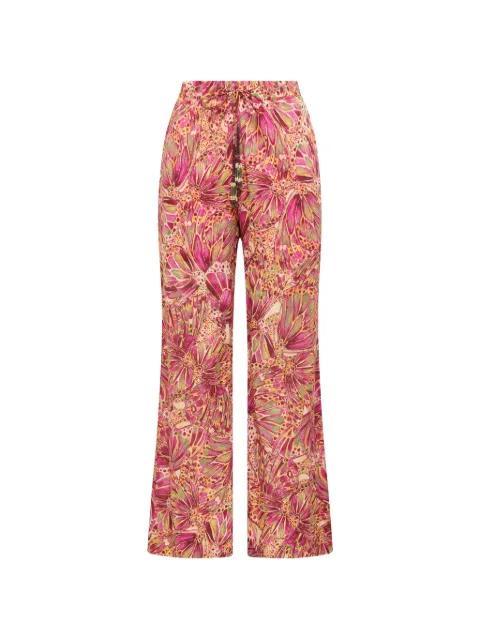 Sweet Butterfly beaded-detail printed trousers by MALIPARMI