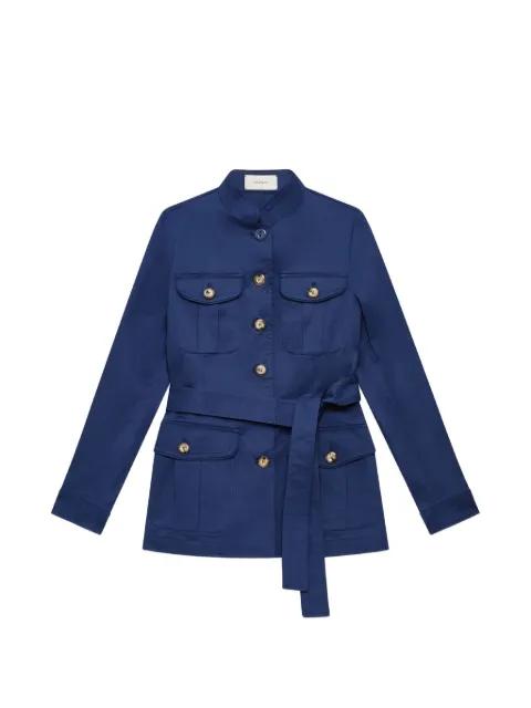belted button-fastening jacket by MALIPARMI