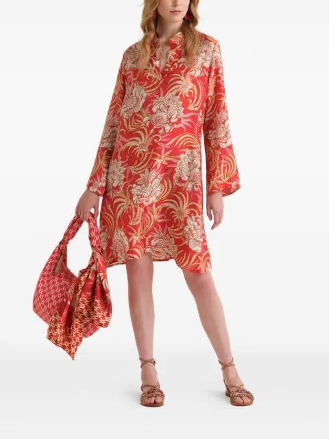 flared-sleeve printed mini dress by MALIPARMI