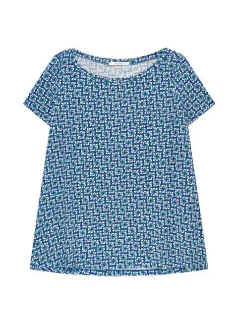 geometric print boat neck T-shirt by MALIPARMI