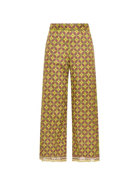 geometric-print fringe-trimmed trousers by MALIPARMI