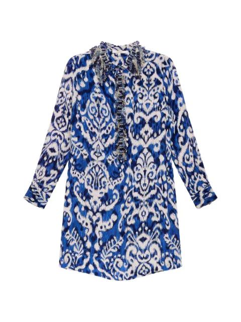 ikat-print bead-embellished dress by MALIPARMI