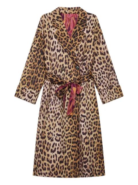 leopard print belted coat by MALIPARMI