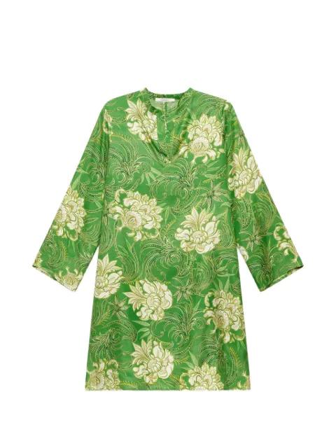 printed silk mini caftan dress by MALIPARMI