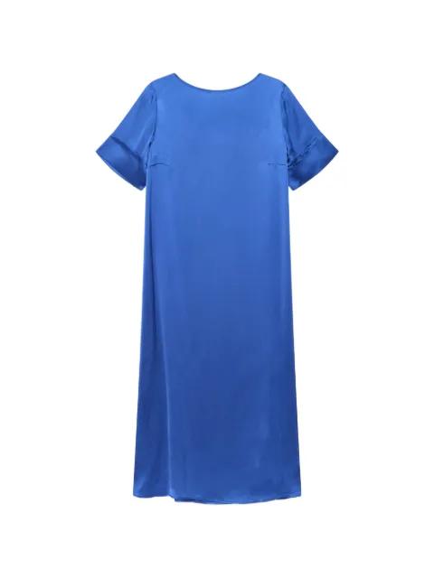 rolled sleeve V-neck dress by MALIPARMI