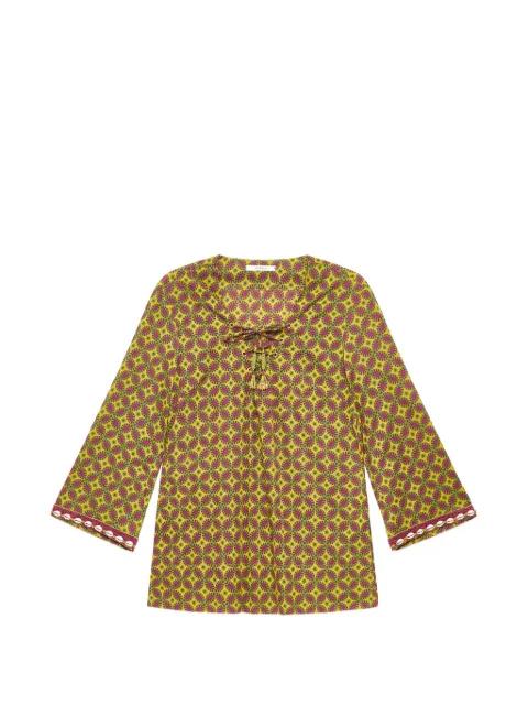 shell-embroidered geometric-print shirt by MALIPARMI