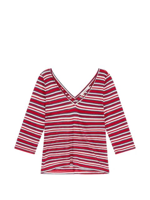 striped V-neck T-shirt by MALIPARMI