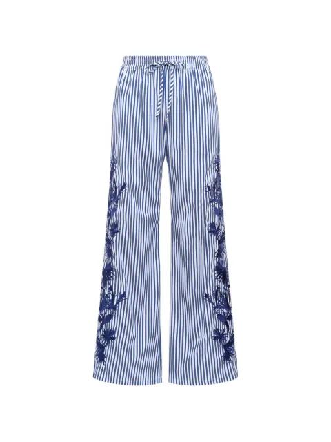 striped embroidered trousers by MALIPARMI