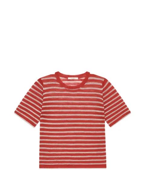 striped metallic-thread T-shirt by MALIPARMI