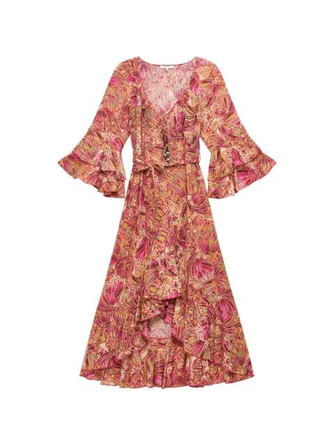 sweet butterfly-print tiered asymmetric dress by MALIPARMI