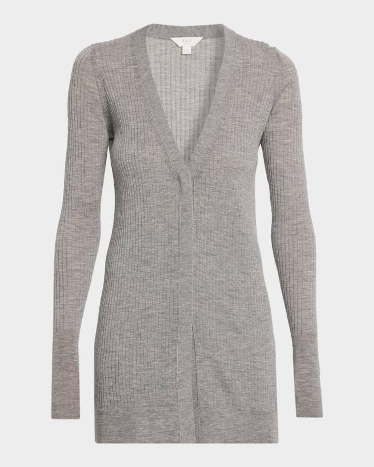 Cashmere Wide Rib Long Cardigan by MALO