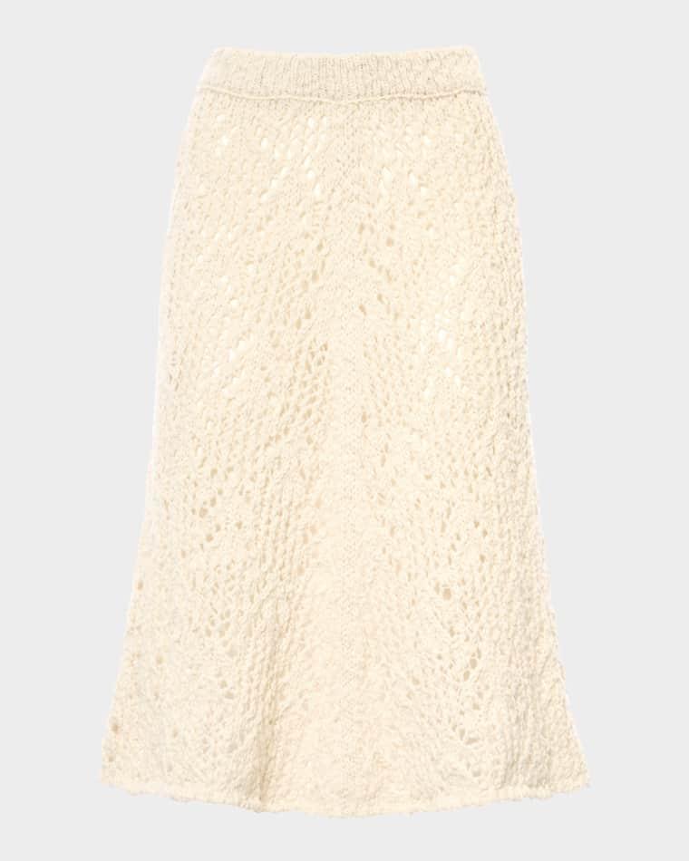 Cotton Flamme Knit Midi Skirt by MALO