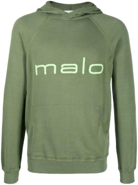 logo-print hoodied sweatshirt by MALO