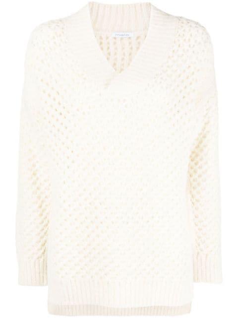 open-knit V-neck jumper by MALO
