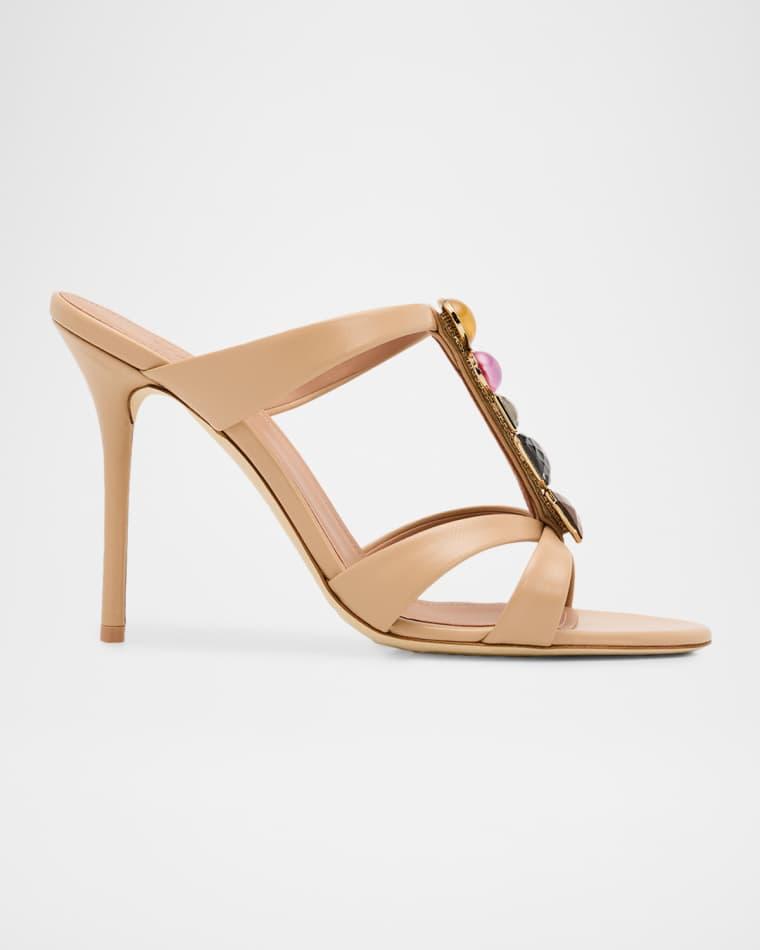 100mm Simi Jeweled Nappa Leather Sandals by MALONE SOULIERS