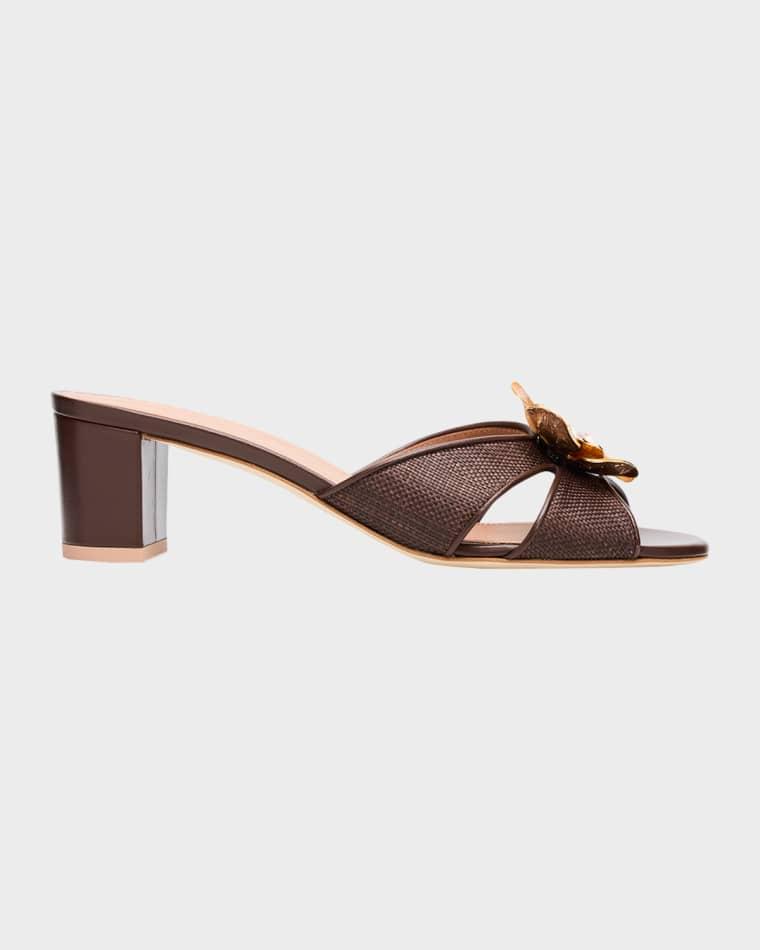 45mm Suri Raffia Mule Sandals by MALONE SOULIERS