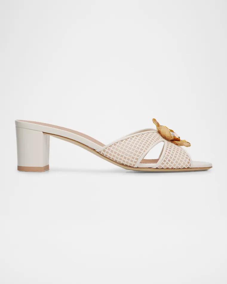 45mm Suri Square Mesh and Leather Sandals by MALONE SOULIERS