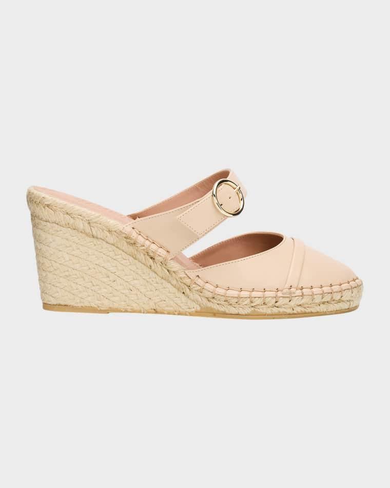 70mm Farah Leather Espadrille Wedges by MALONE SOULIERS