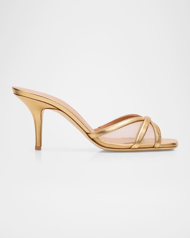 70mm Perla Metallic Leather and Mesh Sandals by MALONE SOULIERS