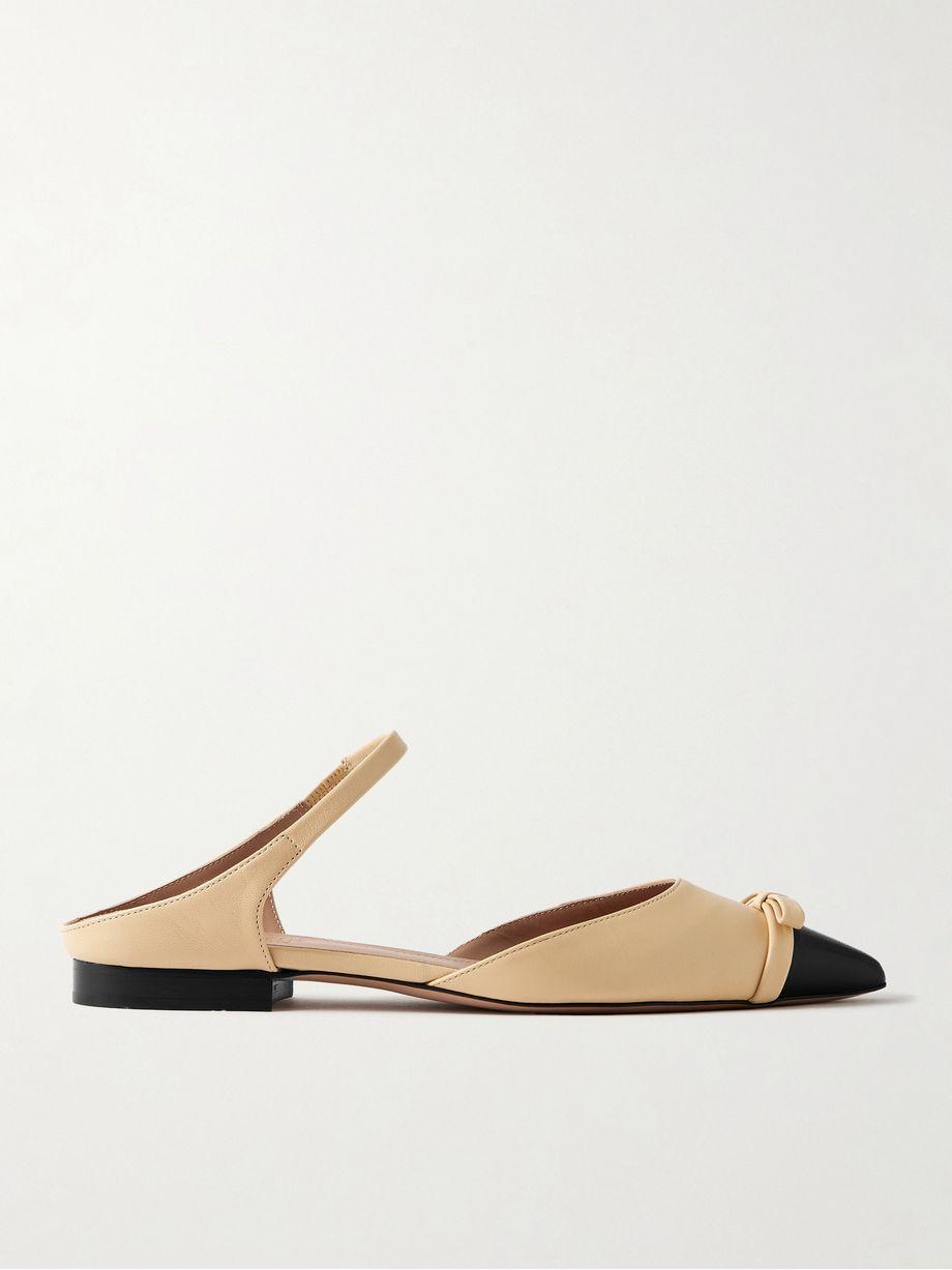Blythe 10 bow-embellished two-tone leather point-toe flats by MALONE SOULIERS Blythe 10 bow-embellished two-tone leather point-toe flats by MALONE SOULIERS