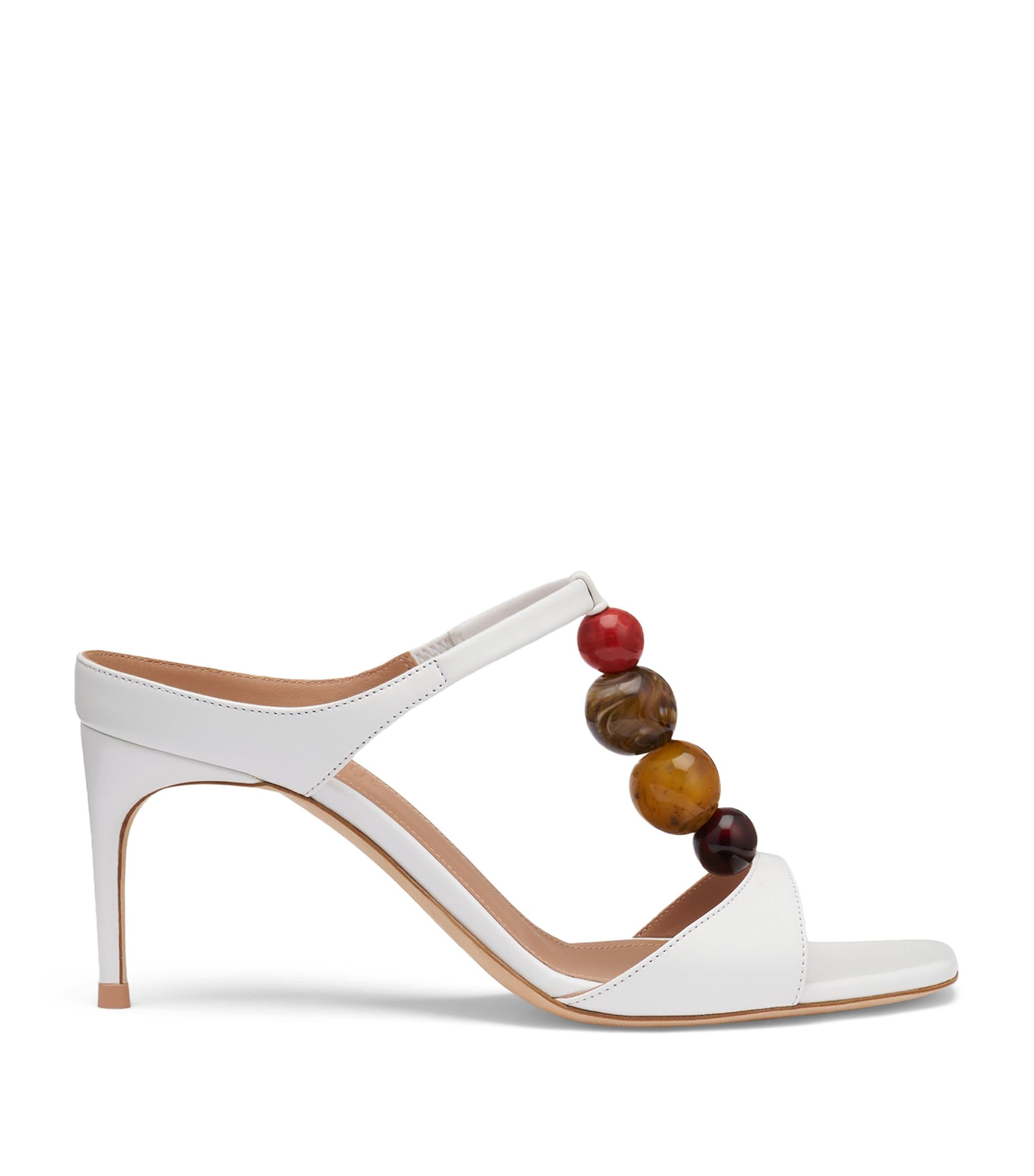 Malone Souliers Leather Beaded Lena Heeled Sandals 70 by MALONE SOULIERS