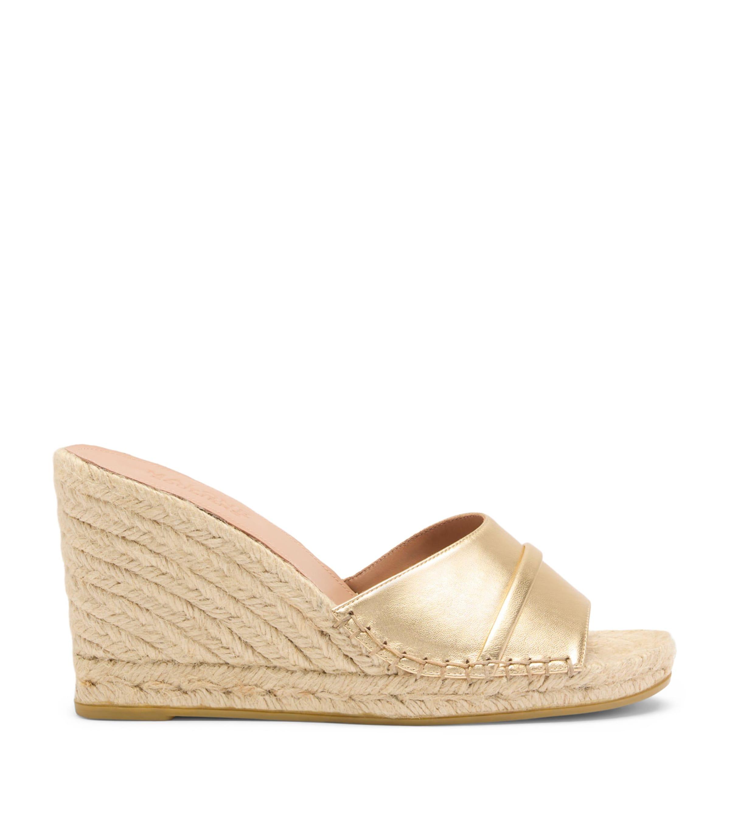 Malone Souliers Metallic Leather Soleil Wedge Espadrilles 85 by MALONE SOULIERS