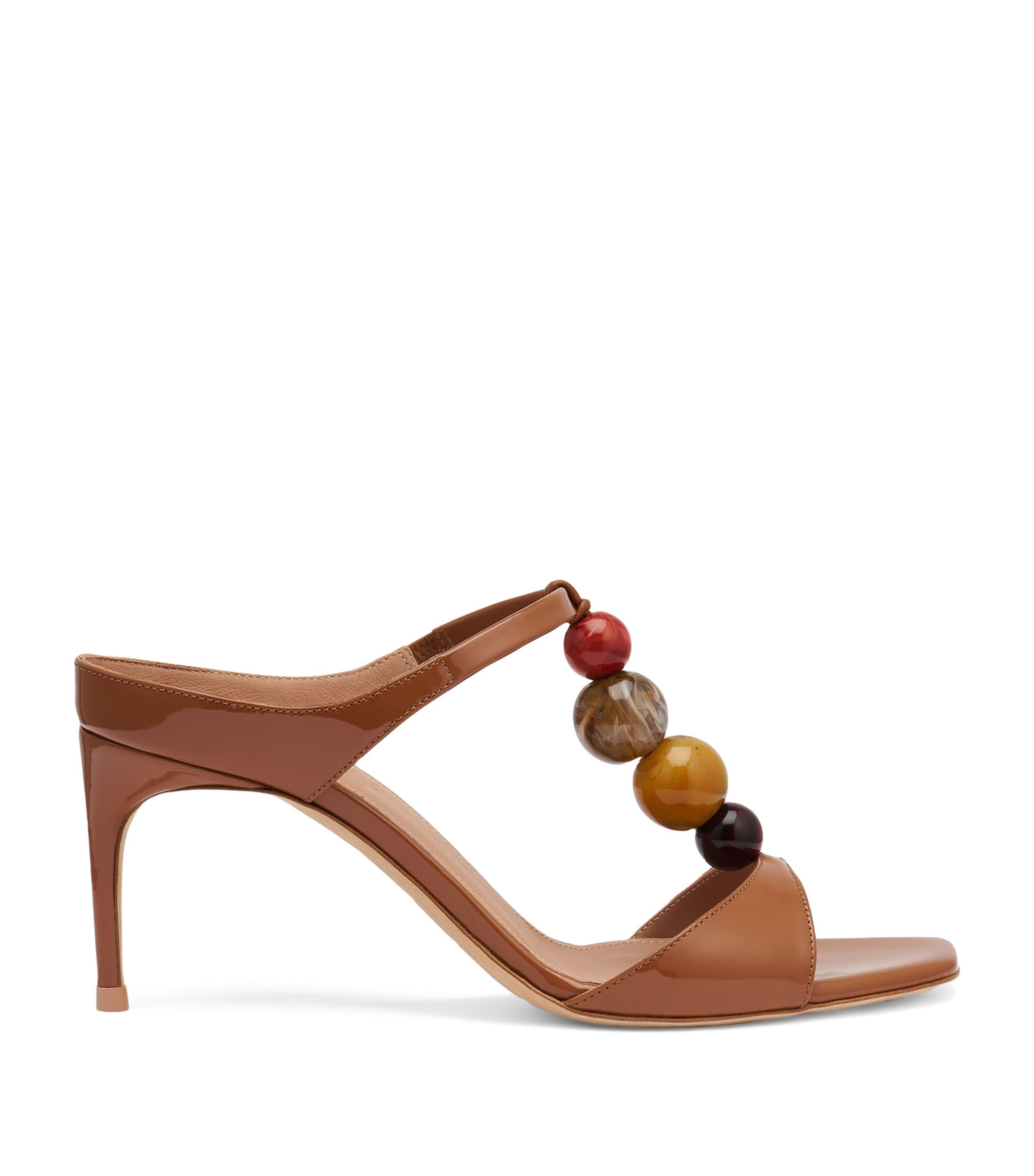 Malone Souliers Patent Leather Beaded Lena Heeled Sandals 70 by MALONE SOULIERS