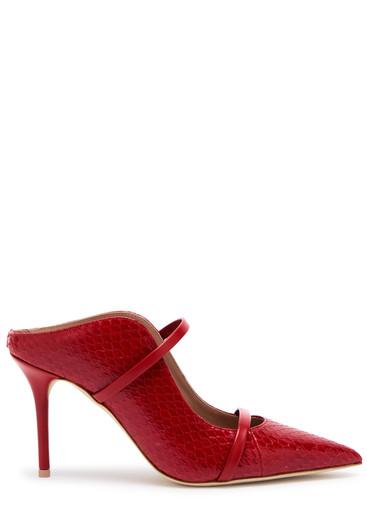 Maureen 85 python-effect leather mules by MALONE SOULIERS