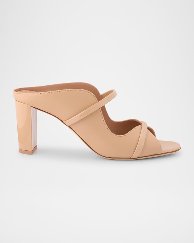 Norah Nappa Leather Patent Two-Band Block-Heel Sandals by MALONE SOULIERS Norah Nappa Leather Patent Two-Band Block-Heel Sandals by MALONE SOULIERS