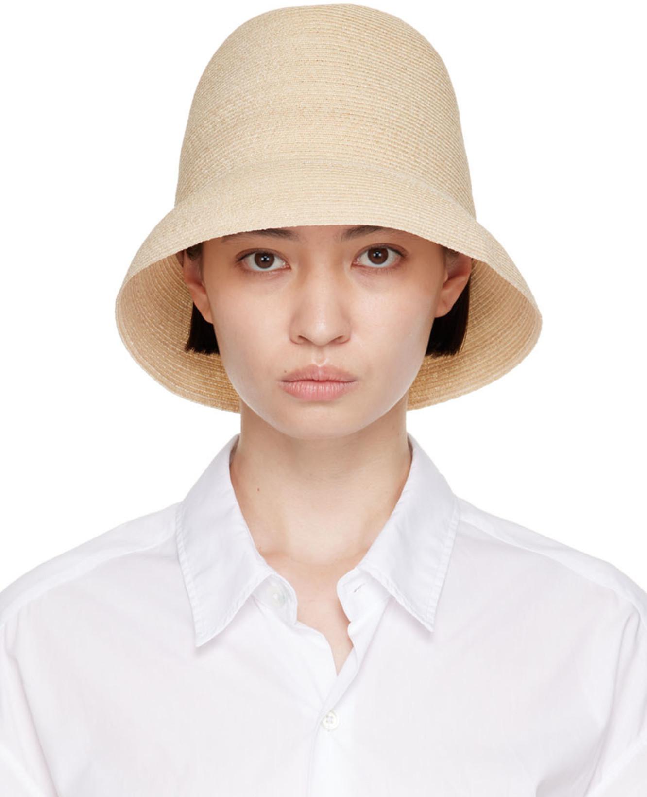 Beige Blade Top Crown Cloche Hat by MAME KUROGOUCHI | jellibeans