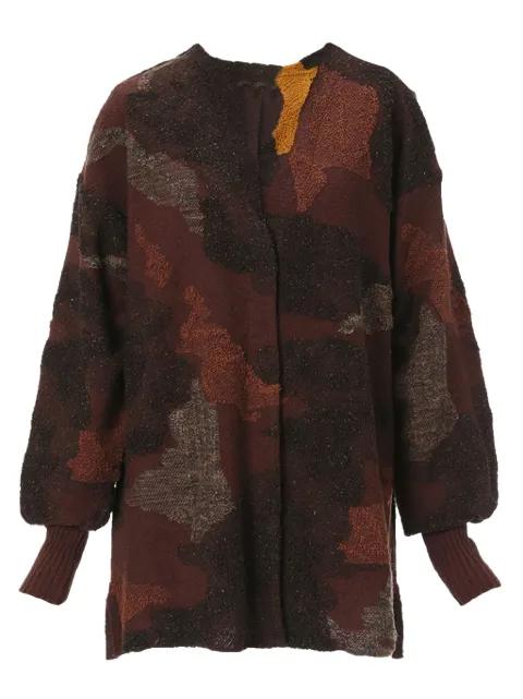 pile jacquard knitted cardigan by MAME KUROGOUCHI