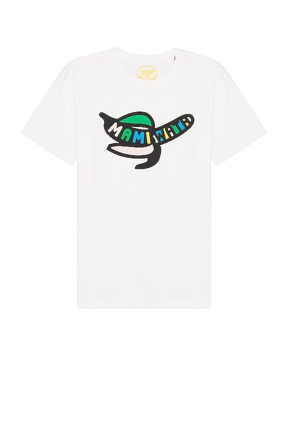 Mami Wata Multi Colour Mami Banana Tee in White by MAMI WATA Mami Wata Multi Colour Mami Banana Tee in White by MAMI WATA