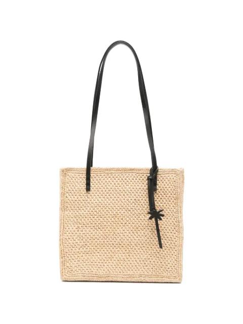 Inez raffia charm-detail shoulder bag by MANEBI