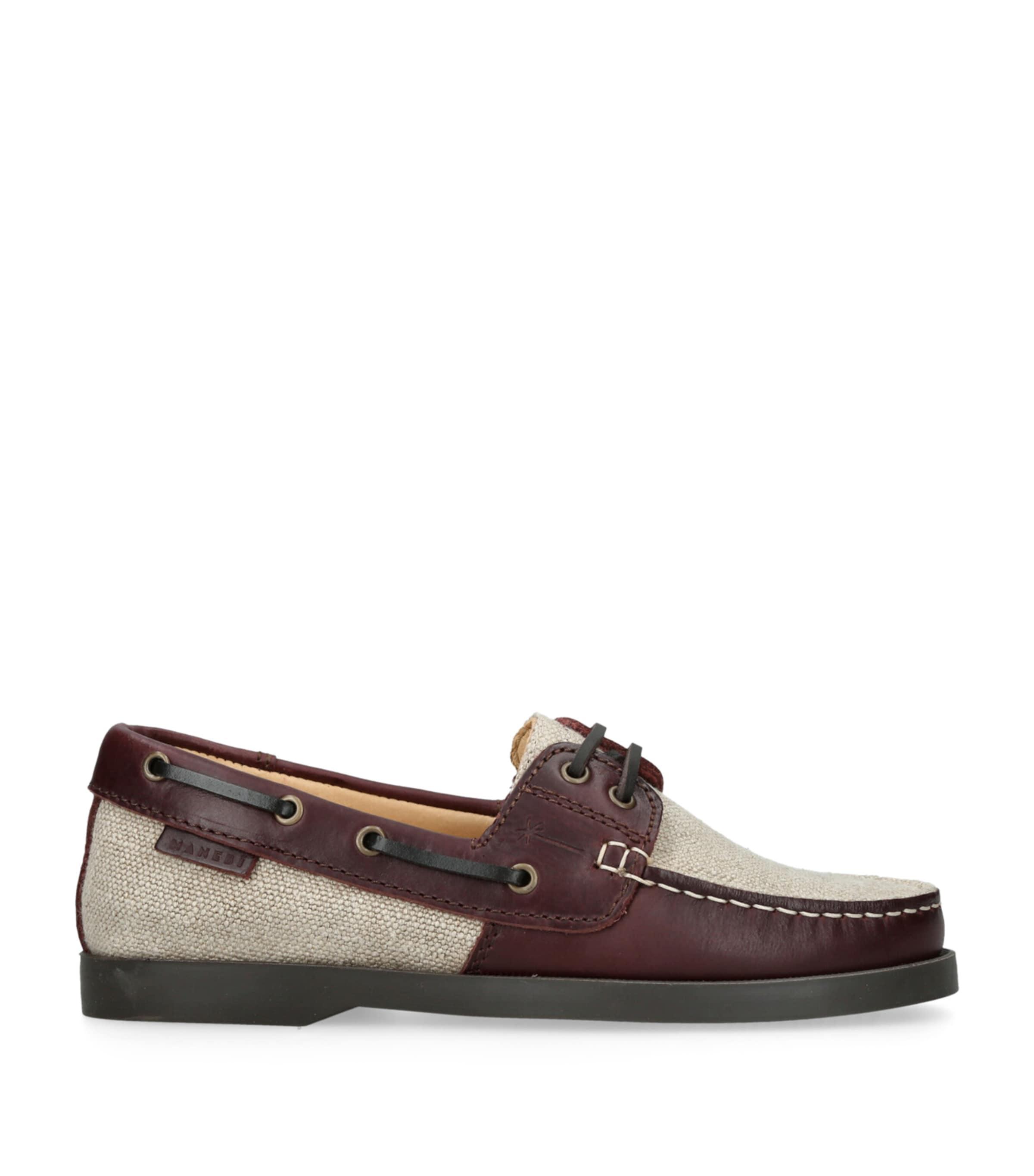Manebi Canvas Leather-Trim Boat Shoes by MANEBI