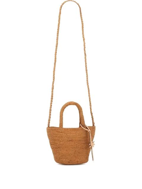 raffia leather-detail tote bag by MANEBI