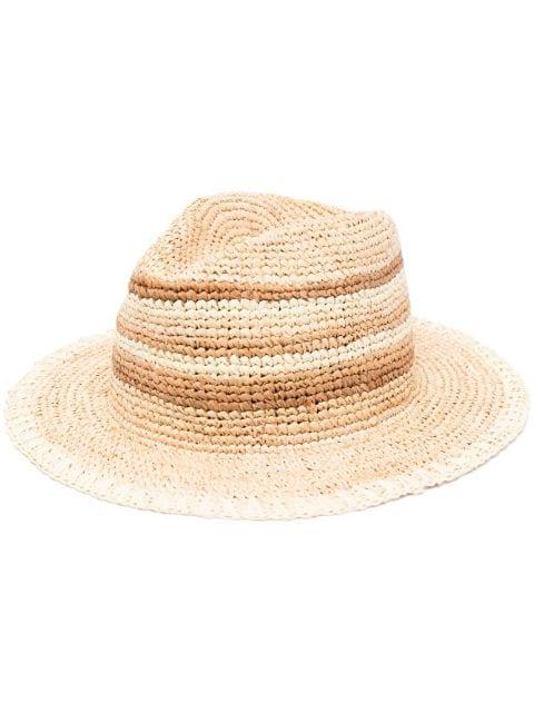 woven-wicker design sun hat by MANEBI
