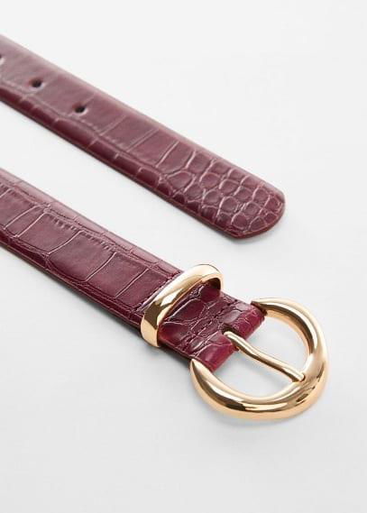 Animal print effect belt burgundy by MANGO