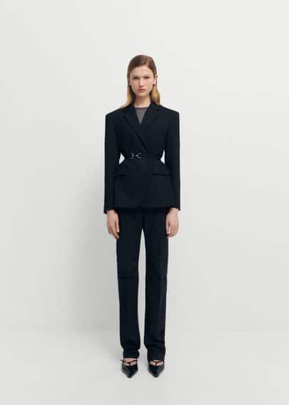 Belt structured blazer black by MANGO
