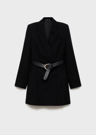 Belted blazer dress black by MANGO